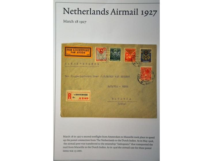 20 luchtpoststukken Nederland-Nederlands Indië 1926-1929, proefvluchten, via Marseille, 2 kaart (w.b. met 2.50 op 10 gulden W