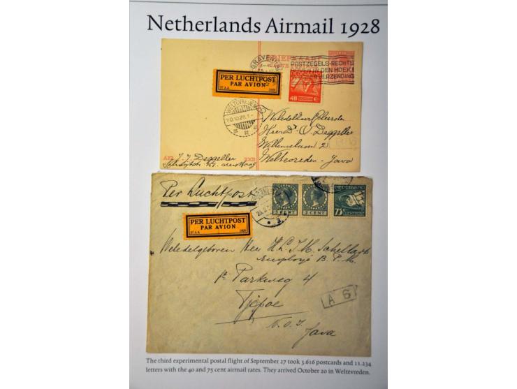 20 luchtpoststukken Nederland-Nederlands Indië 1926-1929, proefvluchten, via Marseille, 2 kaart (w.b. met 2.50 op 10 gulden W