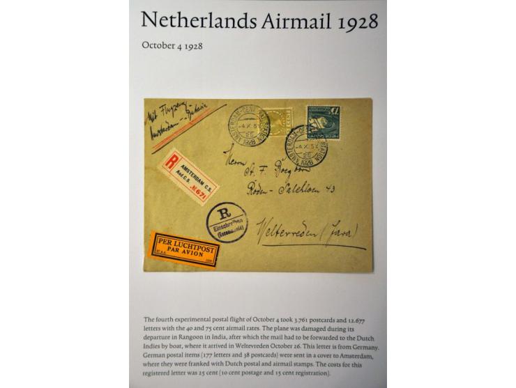 20 luchtpoststukken Nederland-Nederlands Indië 1926-1929, proefvluchten, via Marseille, 2 kaart (w.b. met 2.50 op 10 gulden W