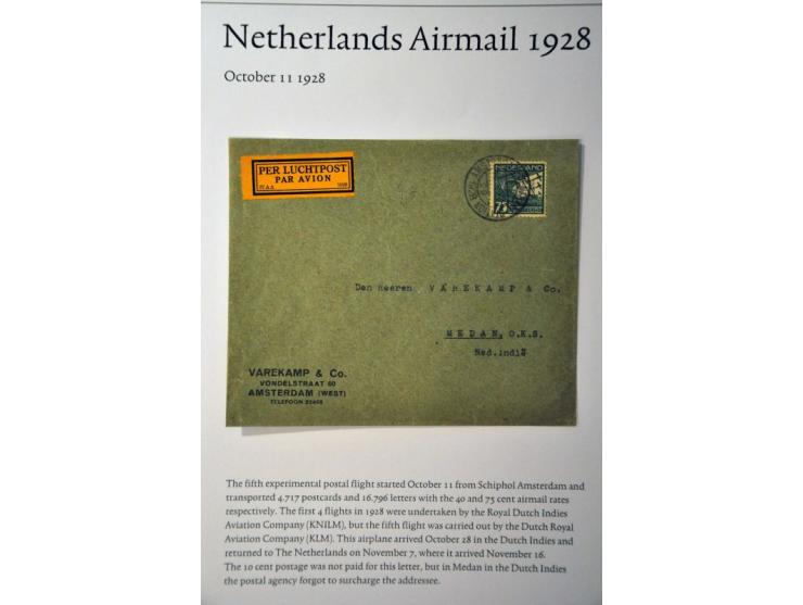 20 luchtpoststukken Nederland-Nederlands Indië 1926-1929, proefvluchten, via Marseille, 2 kaart (w.b. met 2.50 op 10 gulden W