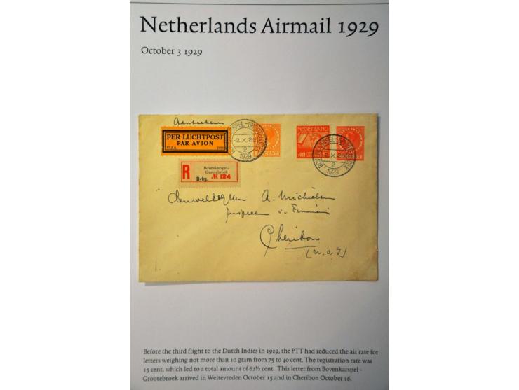 20 luchtpoststukken Nederland-Nederlands Indië 1926-1929, proefvluchten, via Marseille, 2 kaart (w.b. met 2.50 op 10 gulden W