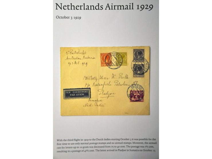 20 luchtpoststukken Nederland-Nederlands Indië 1926-1929, proefvluchten, via Marseille, 2 kaart (w.b. met 2.50 op 10 gulden W