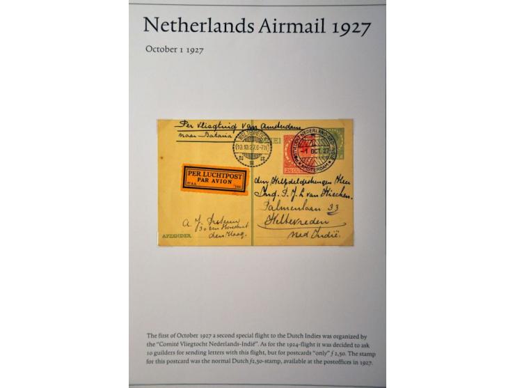 20 luchtpoststukken Nederland-Nederlands Indië 1926-1929, proefvluchten, via Marseille, 2 kaart (w.b. met 2.50 op 10 gulden W