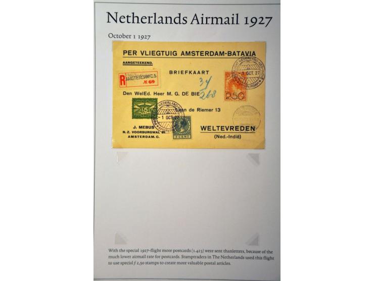 20 luchtpoststukken Nederland-Nederlands Indië 1926-1929, proefvluchten, via Marseille, 2 kaart (w.b. met 2.50 op 10 gulden W