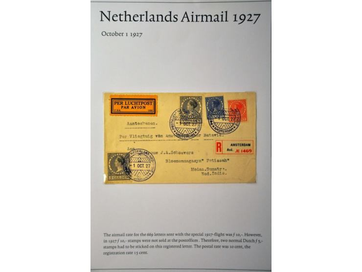 20 luchtpoststukken Nederland-Nederlands Indië 1926-1929, proefvluchten, via Marseille, 2 kaart (w.b. met 2.50 op 10 gulden W