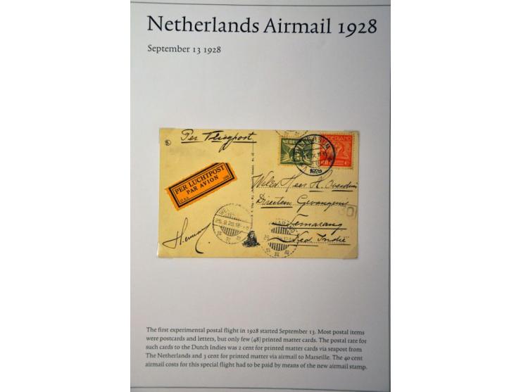 20 luchtpoststukken Nederland-Nederlands Indië 1926-1929, proefvluchten, via Marseille, 2 kaart (w.b. met 2.50 op 10 gulden W