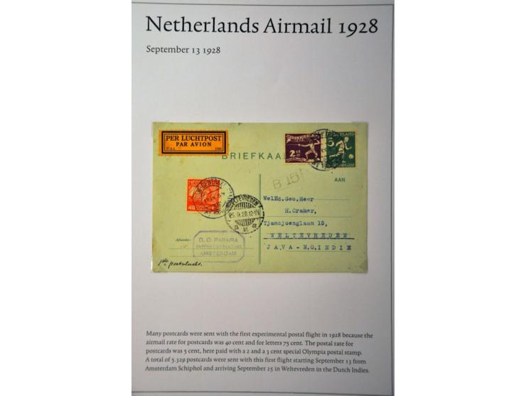 20 luchtpoststukken Nederland-Nederlands Indië 1926-1929, proefvluchten, via Marseille, 2 kaart (w.b. met 2.50 op 10 gulden W