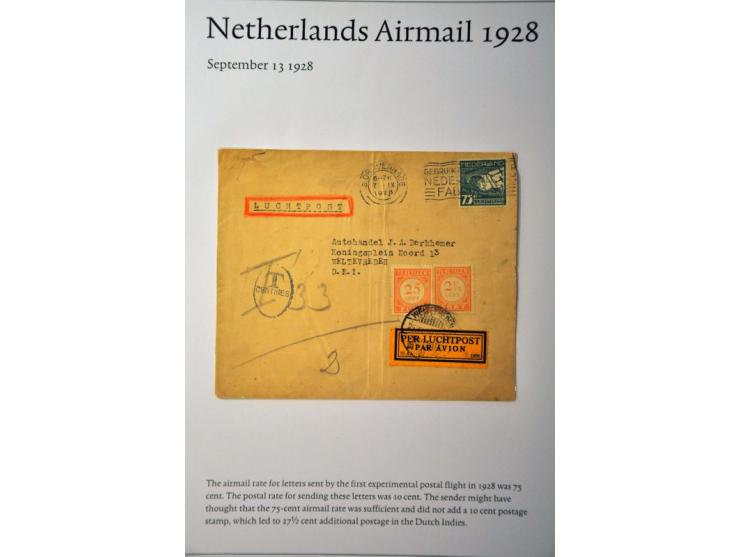 20 luchtpoststukken Nederland-Nederlands Indië 1926-1929, proefvluchten, via Marseille, 2 kaart (w.b. met 2.50 op 10 gulden W