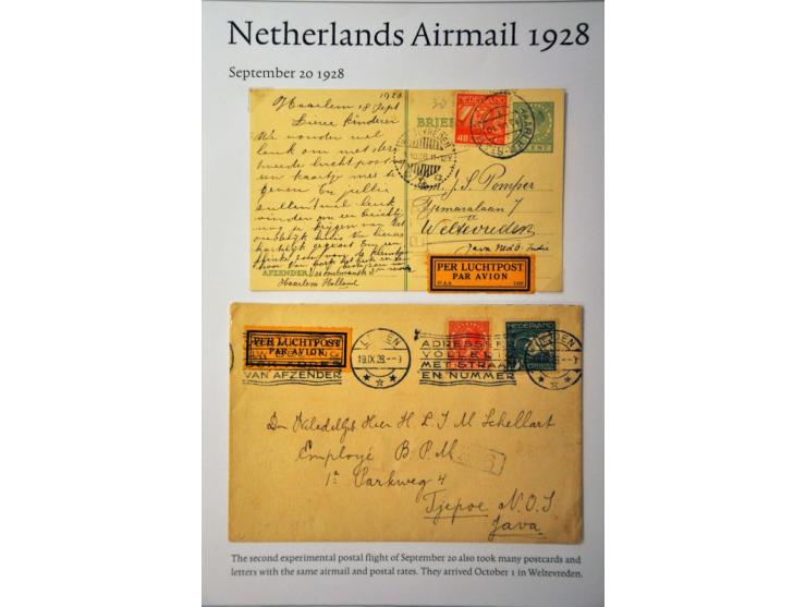 20 luchtpoststukken Nederland-Nederlands Indië 1926-1929, proefvluchten, via Marseille, 2 kaart (w.b. met 2.50 op 10 gulden W