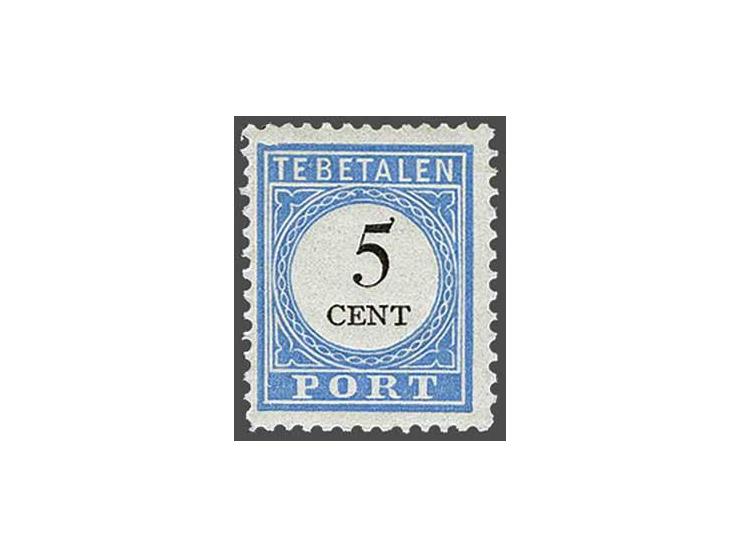 5 cent lichtblauw en zwart tanding 12½ x 12 type II met certificaat Vleeming 2017 (tanding zie foto), cat.w. 1350 