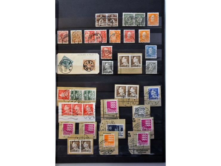 cancellations/postmarks on Danish stamps between 1910-1966, approx. 60 ex. 