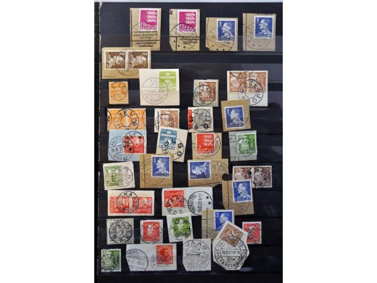 cancellations/postmarks on Danish stamps between 1910-1966, approx. 60 ex. 