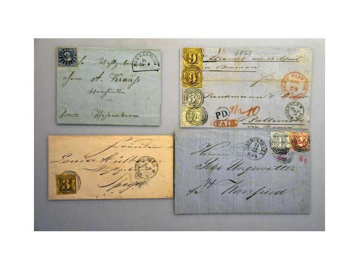 postal history 8 entires and 1 front including Baden, Bavaria, Thurn and Taxis etc.   