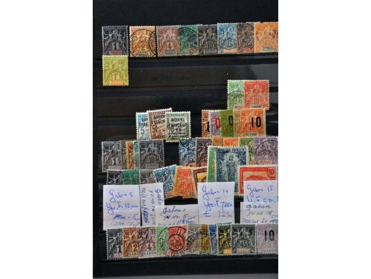 collection used before 1900 incl. Reunion, St. Pierre, New Caledonia, Guadeloupe etc. with better material in small stockbook