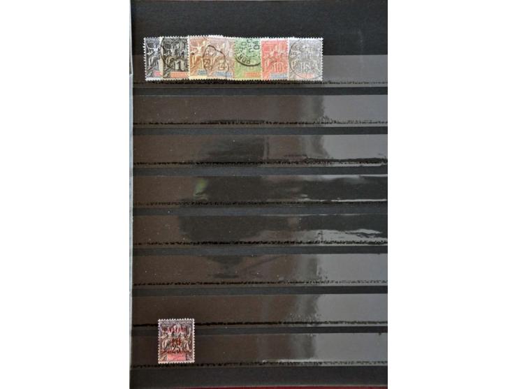collection used before 1900 incl. Reunion, St. Pierre, New Caledonia, Guadeloupe etc. with better material in small stockbook