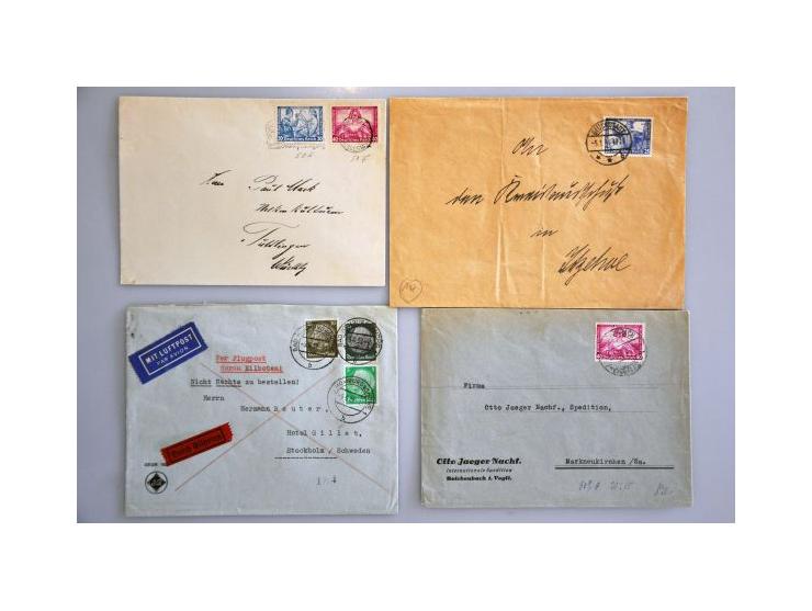 125 letters and some post cards 1933-1940 with better frankings as Nothilfe 1934 (including 20, 25 and 40 Pf.), Ostropa 1935 