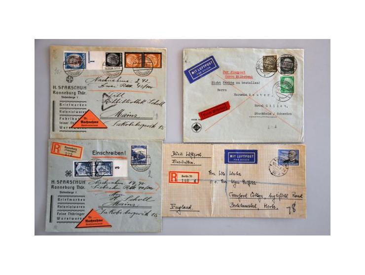 125 letters and some post cards 1933-1940 with better frankings as Nothilfe 1934 (including 20, 25 and 40 Pf.), Ostropa 1935 