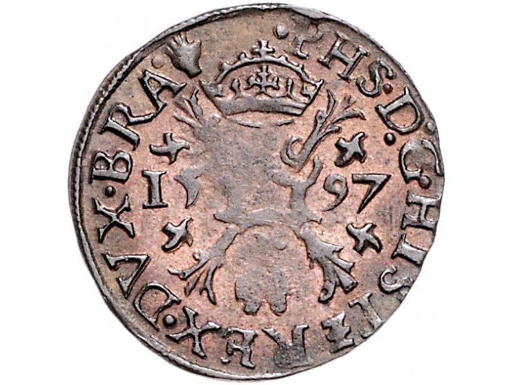 Provinciaal Negenmanneke 1597 Antwerpen AE 2,30gr W. 844 PR