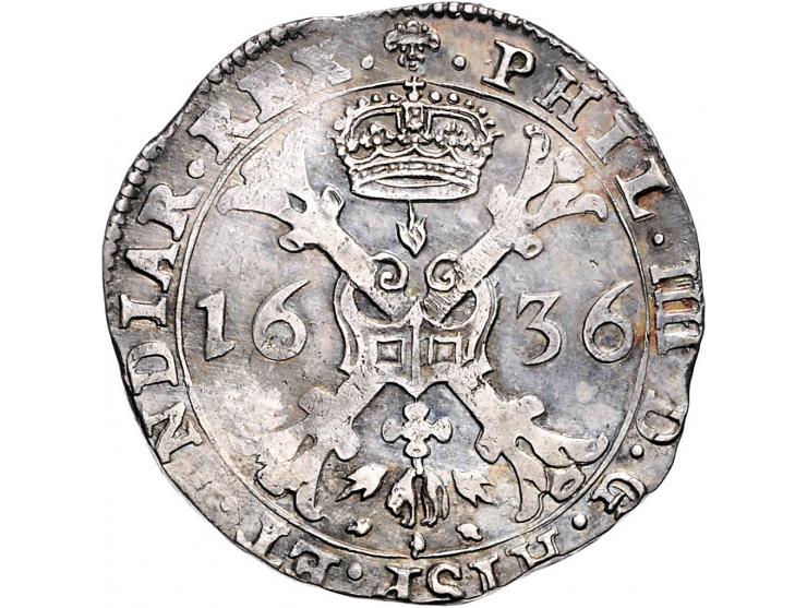 Provinciaal Patagon Brussel 1636 AG 28,06gr W. 1026 ZF+