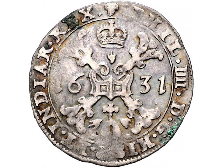 Provinciaal ¼ patagon Brussel 1631 AG 6,91gr W. 1028 ZF