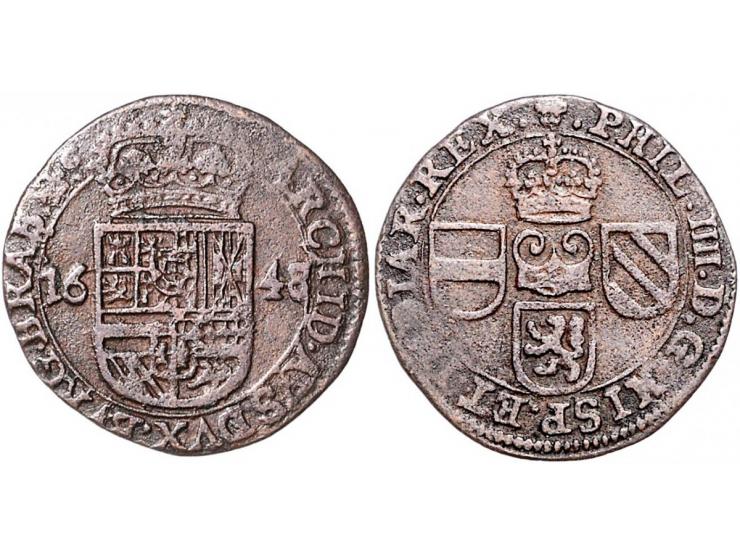 Provinciaal Oord of liard 1648 Brussel AE 3,34gr W. 1031 ZF