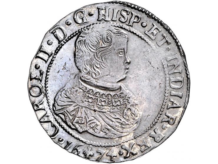 Provinciaal Dukaton Brugge 1674 AG 32,67gr ZF-PR