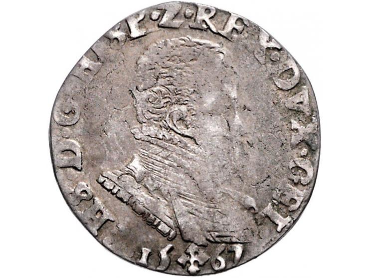 Provinciaal Gelderland, 1/5 Philipsdaalder 1567 (F) en een gulden 1709 F+