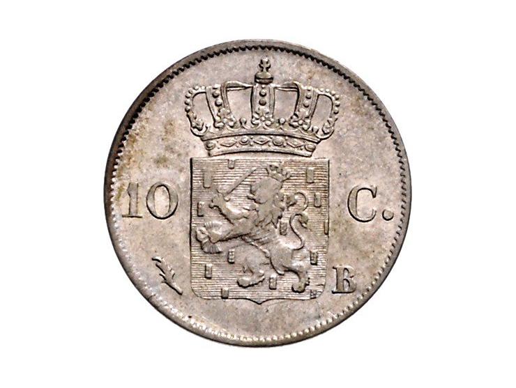 Koninkrijk Willem I 10 cent 1826 Sch.306 PR, 1826B Sch. 311 ZF- en 1828B, Sch. 308 F-ZF, totaal 3 exemplaren