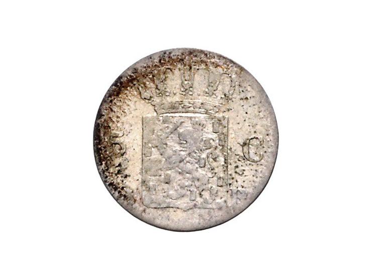 Koninkrijk Willem I 5-cent stukken geslagen te Brussel, 1826 Sch. 319 F. 1827 Sch. 320 ZF- en 1828 Sch. 321 ZF-