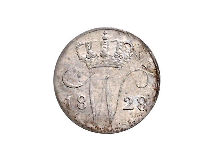 Koninkrijk Willem I 5-cent stukken geslagen te Brussel, 1826 Sch. 319 F. 1827 Sch. 320 ZF- en 1828 Sch. 321 ZF-