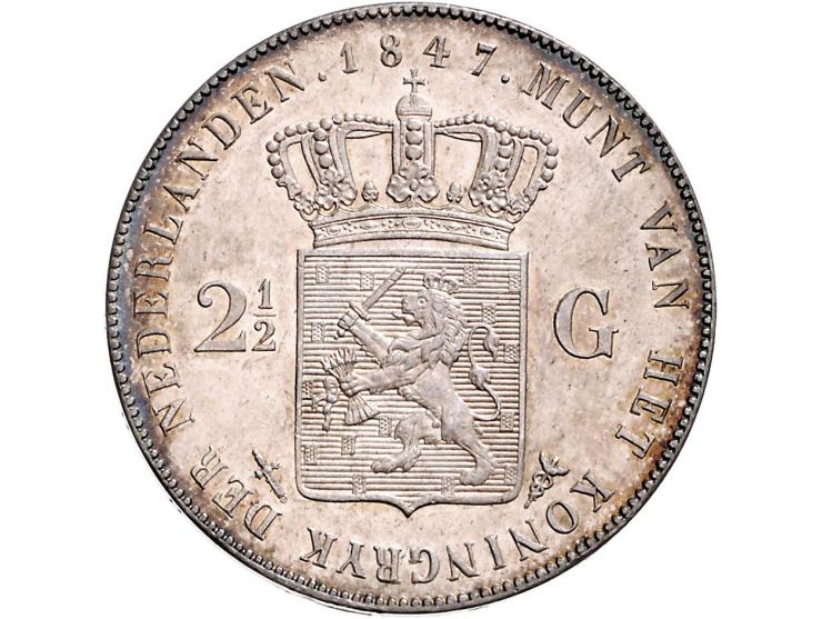 Koninkrijk Willem II 2 ½ gulden 1847 Sch.514 ZF+