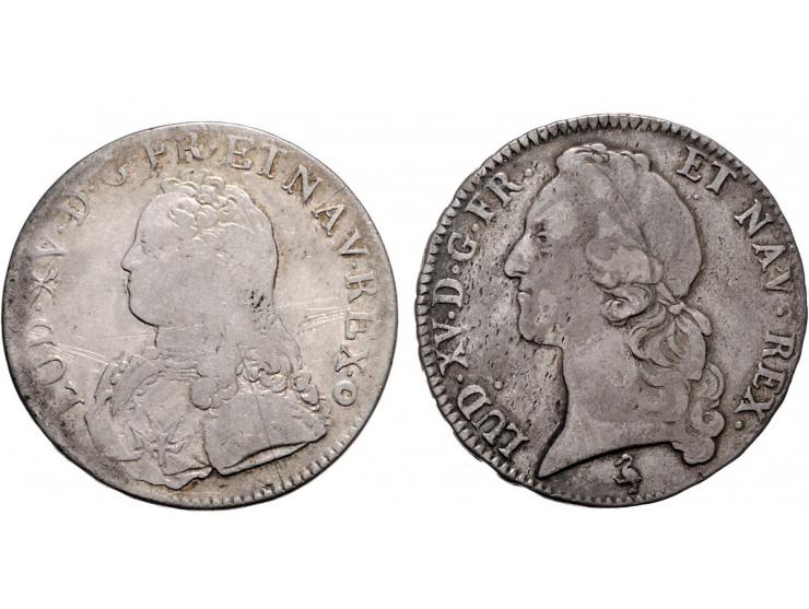 France Ecu's 1727, 1759, 1775 and 1784, all Paris, average VG-F