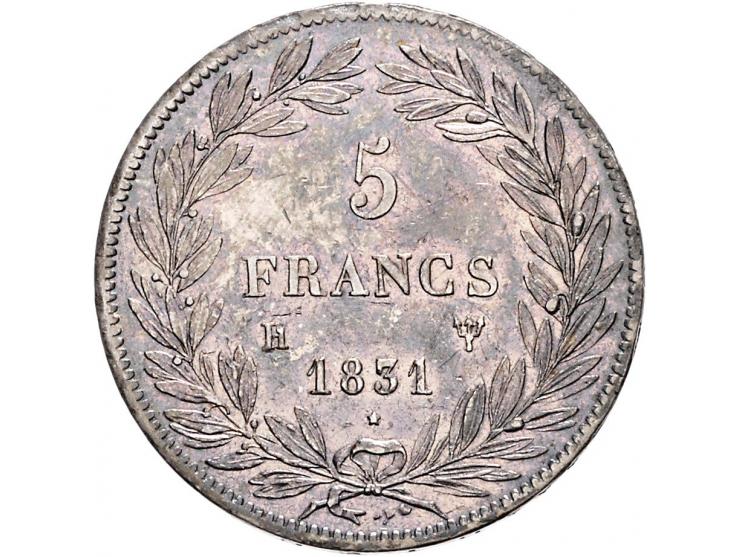 France Louis Philippe I, 5 francs 1831H and 1831W, KM735.5 and 13 VF-EF, edges a little stained