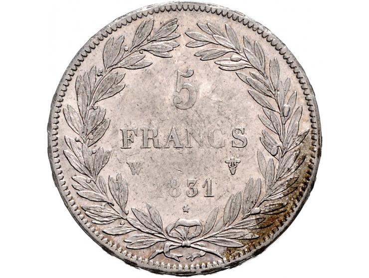 France Louis Philippe I, 5 francs 1831H and 1831W, KM735.5 and 13 VF-EF, edges a little stained