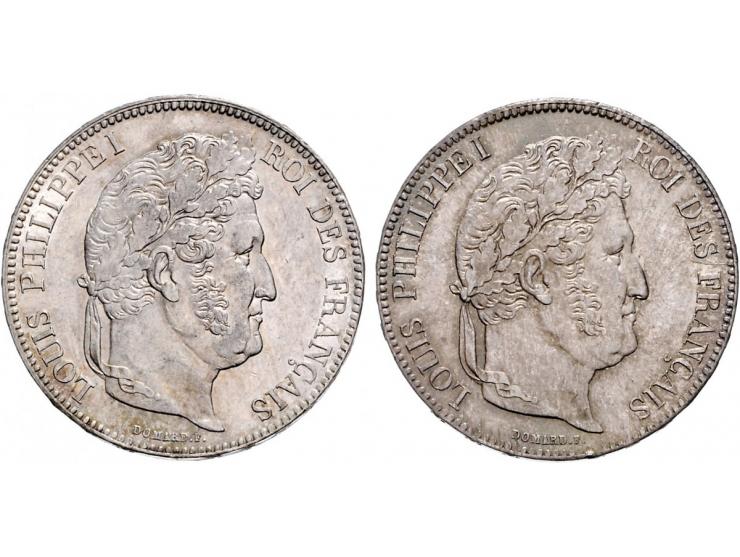 France Louis Philippe I, 5 francs 1836B, 1838B and 1834W, KM749.2 (2x) and 749.13, good EF