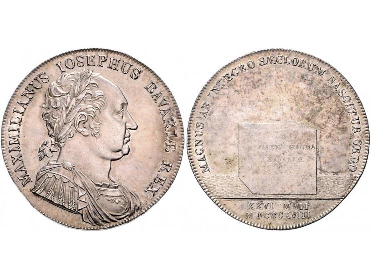 Bavaria Maximilian I (1806-1825), thaler 1818, Granting of Bavarian Constitution, KM. 361 EF-UNC