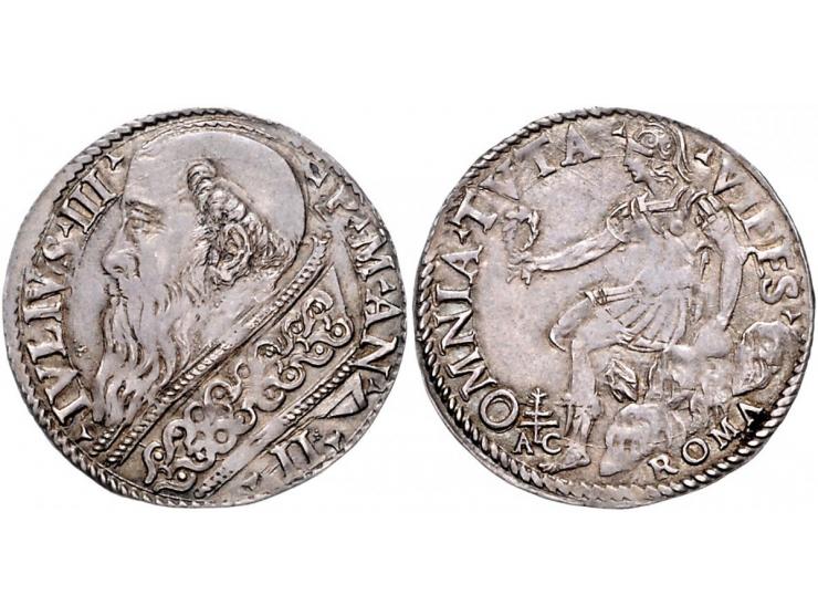 Italy Papal States, Julius 1550-55), giulio yr. 2 - Obv: bust left / Rev: female sitting, CNI 45 VF-EF, ex. coll. Dreesmann 1