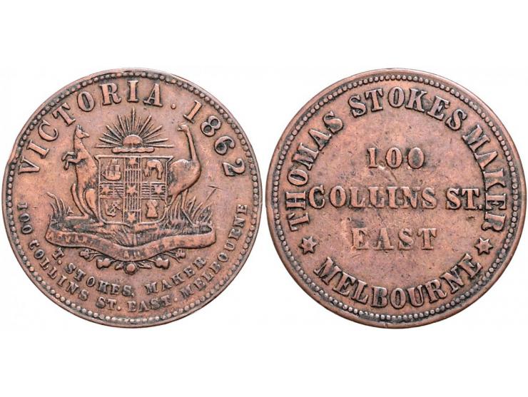 Australia Penny token T.Stokes 1862, KM Tn221.1 F