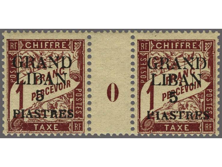 Grand Liban 1924 Timbre Taxe Millésimes, nos. 2, 1, 2, 2, 0 and 2, 2, 2, 2, 0 resp., a very fine set, cat.v. 910+