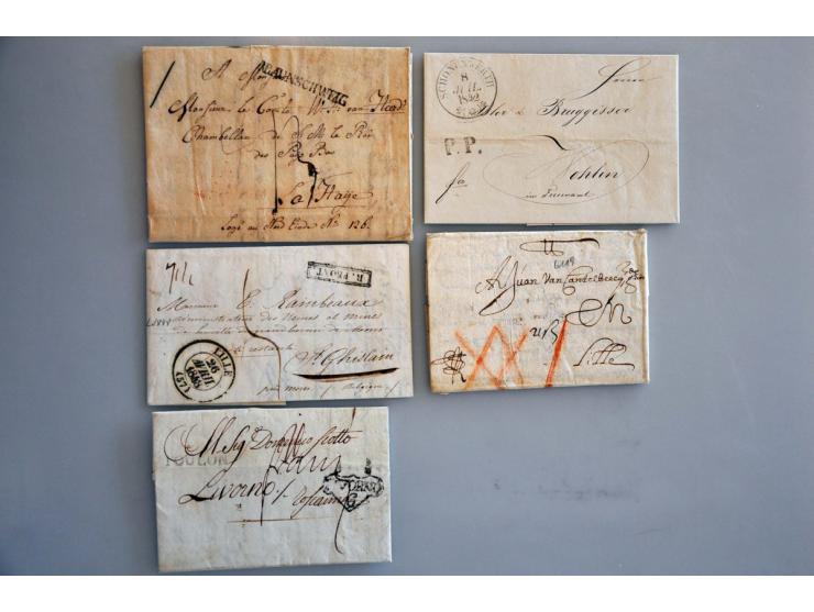 270 prephilatelic letters about 1650-1850 including Spain, Great Britain (letter from Rio de Janeiro), transit cancellations 