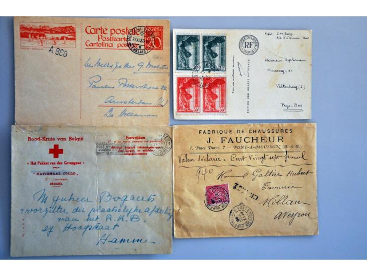 large number covers/postal stationery with better material from a.o. France and Switzerland in box