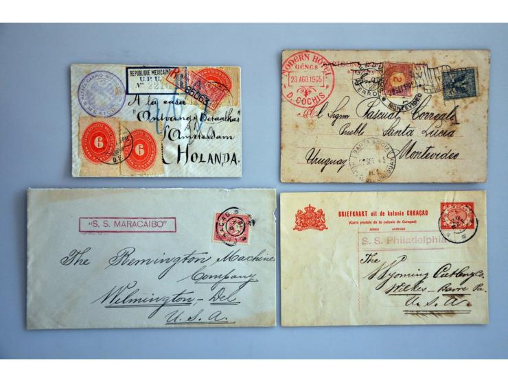 about 110 covers/postal stationery including USA, Latin America, Egypt etc. with a.o. better items and Airmail in ring binder