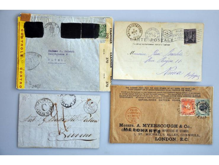 about 110 covers/postal stationery including USA, Latin America, Egypt etc. with a.o. better items and Airmail in ring binder