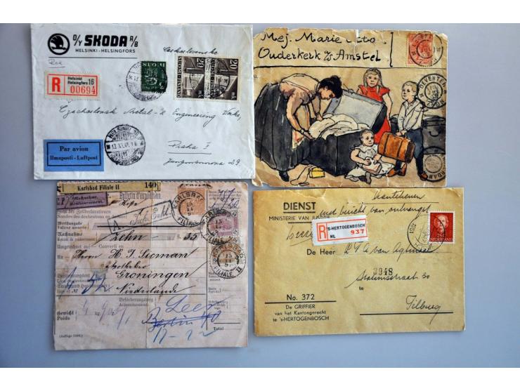 about 400 covers/postal stationery including Netherlands, British Commonwealth, USA etc. in shoe box