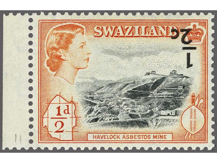 1961 New currency overprints ½ c. on ½ d. type II surcharge inverted a left hand marginal copy, lightly numbered (11) on face