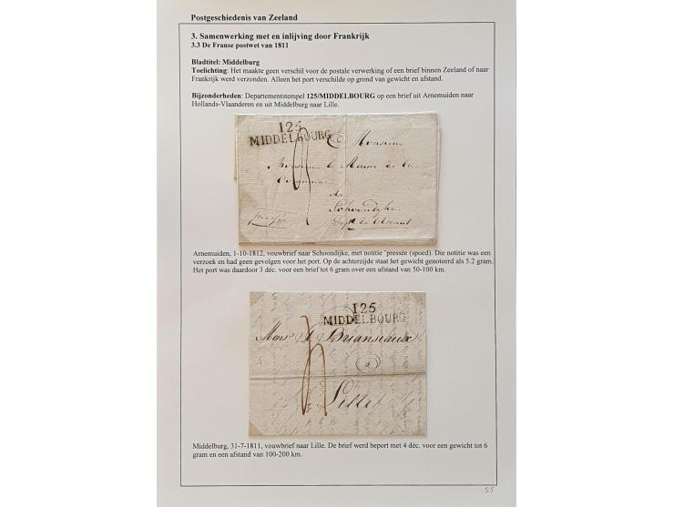 28 poststukken waarbij departementstempels 92 FLESSINGUE in rood (5x), P.92.P FLESSINGUE&nbsp;in rood (3x), 125 MIDDELBOURG (