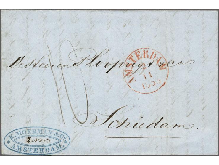 Forwarding Agents, complete vouwbrief uit Havanna 15-9-1853 via K. Moerman &amp; Co. Amsterdam (ovaal stempel in blauw) naar 