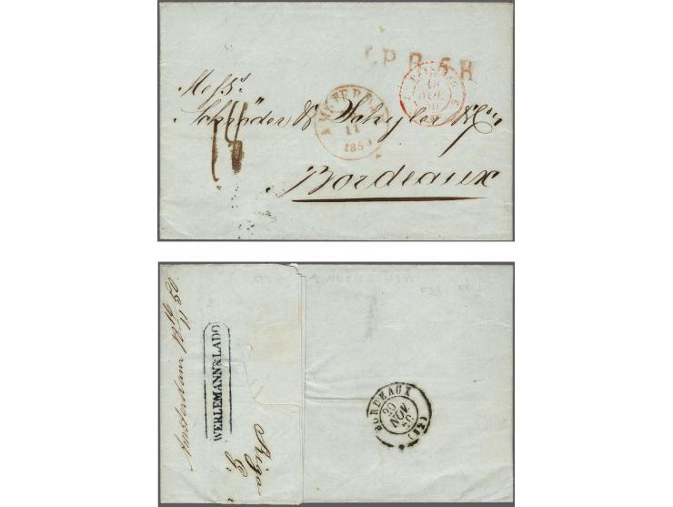 Forwarding Agents, complete vouwbrief uit Riga 11-11-1850 via Werlemann &amp; Lado (langstempel in kastje in zwart) te Amster