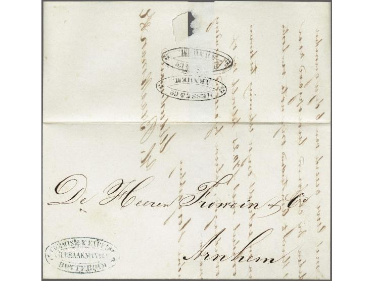 Forwarding Agents, complete vouwbrief uit Rotterdam 24-7-1861 via Hesse &amp; Co. Arnhem (ovaal stempel in zwart achterzijde)