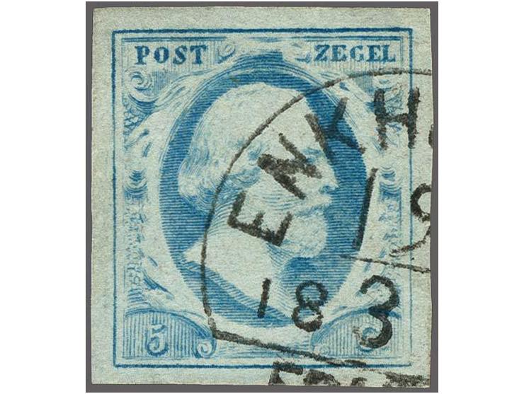 Enkhuizen C (Ey R) deels op 5 cent lichtblauw, plaat IV pracht ex. Zeldzaam stempel, het Corinphila-archief meldt 10 afdrukke